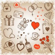 Hand-drawn Valentine`s day set N4