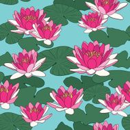 Lotus flowers in seamless pattern N10