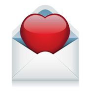 vector red heart in the envelope