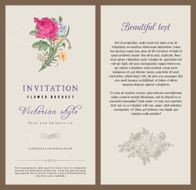 Set of vintage vector vertical invitation with Victorian bouquets