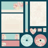 Set of wedding invitations with flowers background N5