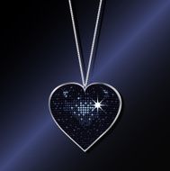 Blue black heart pendant