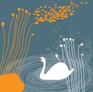 Background with white swan N2