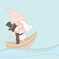 wedding couple on the ship