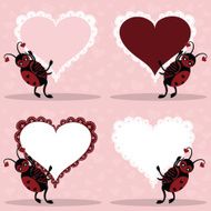 Lovebug Carrying Lace Trimmed Heart Shaped Signs