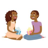 Happy african-american couple with gifts in their hands