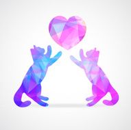 vector mosaic silhouettes of cats couple