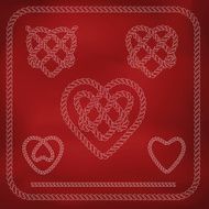 Heart shape rope knots