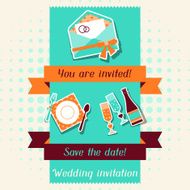 Wedding invitation card template in retro style N6