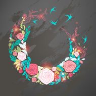 Floral round frame N11