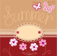 Romantic summer card with laces butterflies and flowers