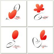 Stylish calligraphic Valentine&rsquo;s day greeting cards - vector illustration