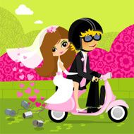 Wedding vespa vector illustration