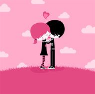 Emo love together kawaii pink illustration vector N2