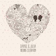 Wedding invitation card in vintage style N5
