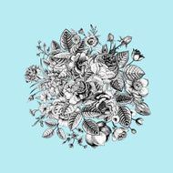 Vintage floral vector bouquet with summer garden flowers