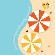 Beach summer background with umbrellas