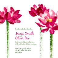 Vector background with red watercolor lotus N13