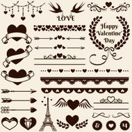 Love romance and wedding design elements Vector set N2