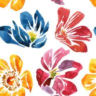 seamless pattern with watercolor drawing flower N4