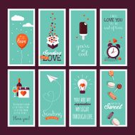 Set of flat design Valentines day greeting cards N3