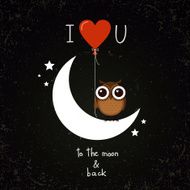 Love you to the moon owl valentine vector illustration N2