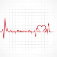 Valentine greeting with heartbeat stock vector