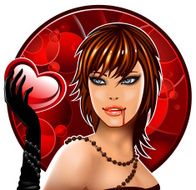 Vampire girl with a heart in hand