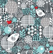 Cute seamless pattern with snow birds