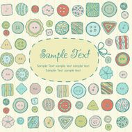 Illustrated hand drawn background with cute buttons pattern N2