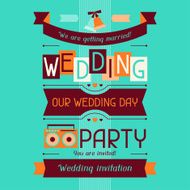 Wedding invitation card template in retro style N7