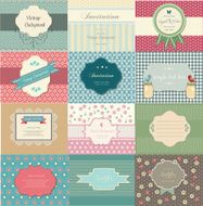 Printretro vintage labels set announcement N2