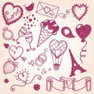 Hand-drawn Valentine`s day set N5