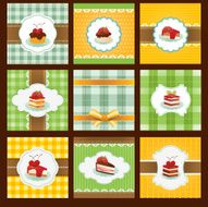 Set of Vintage cards with cupcake
