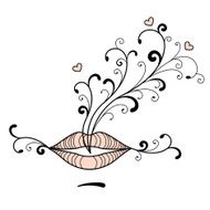 Lips with floral scroll