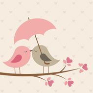 Love birds under umbrella