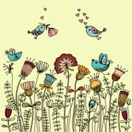 Birds flying around the flowers N2