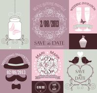 Vector set of wedding cards