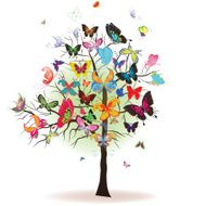 Floral tree with butterfly