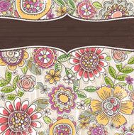 label on background with spring flowers