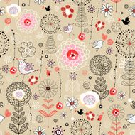 Floral Pattern With Birds N6
