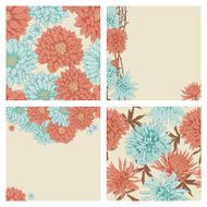 Set of floral seamless backgrounds and cards N2