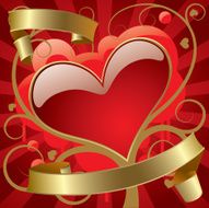 Red heart with gold banners