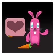 Cute Vector Pink Rabbit With Carrots