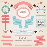 Vector collection of wedding objects and signs