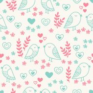 Seamless pattern with lovely birds