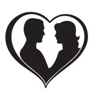 Man and woman silhouette in heart shape N2