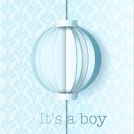 White and blue paper baby shower greeting card