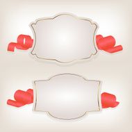 Romantic label with ribbon vector illustration N2