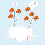 Flying birds with banner